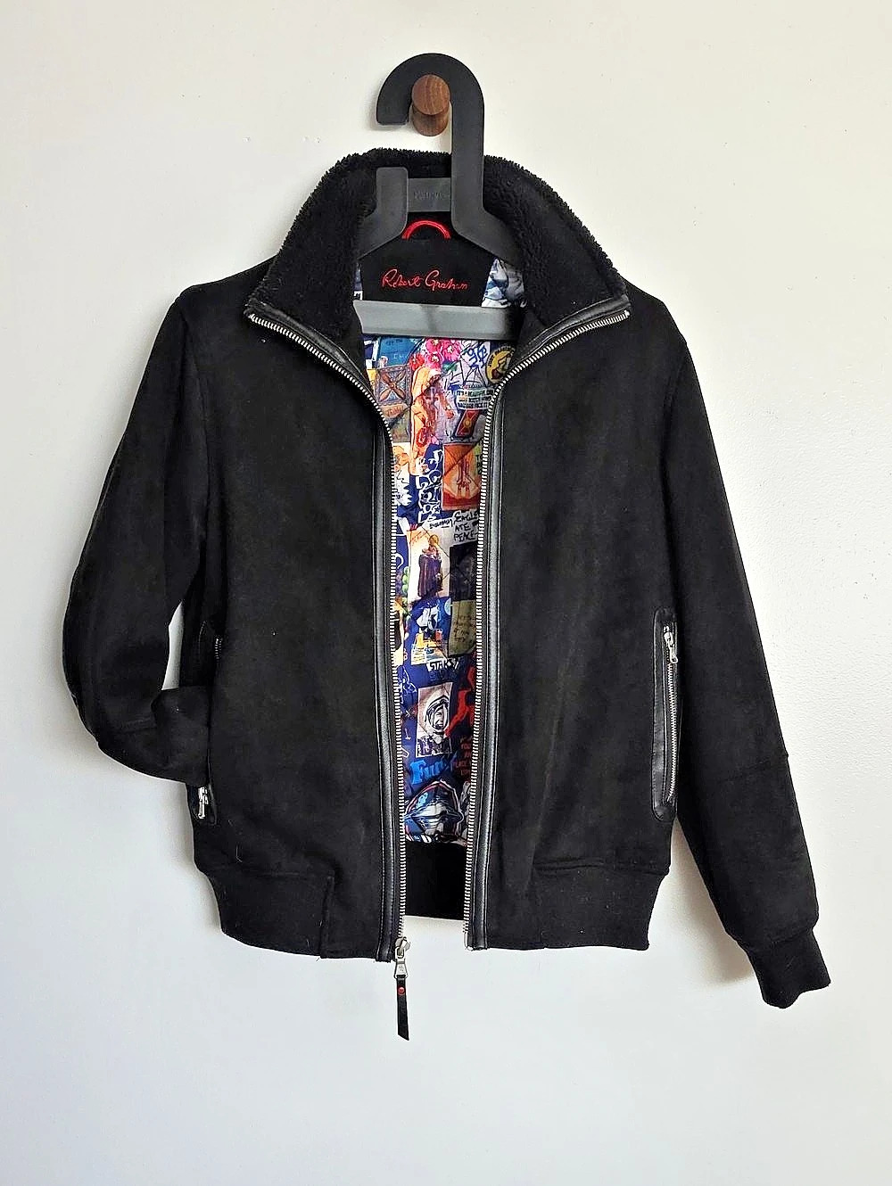 Robert Graham Men's Black Bomber Jacket